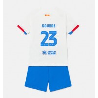 Camisa de Futebol Barcelona Jules Kounde #23 Equipamento Secundário Infantil 2023-24 Manga Curta (+ Calças curtas)
